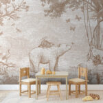 Wall murals Raccoon on top of a bear