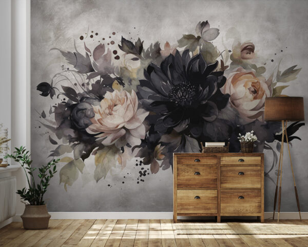 Vintage floral painting in muted tones Wall murals Vintage floral painting in muted tones