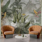 Wall murals Tropical paradise with vibrant birds