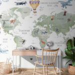 Wall murals Hot air balloon with flags