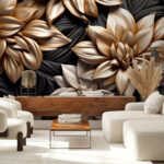 Wall murals Elegant metallic floral art design