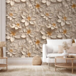 Wall murals Intricate floral pattern in beige