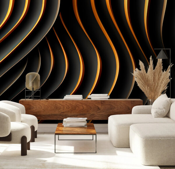 Black and orange curved lines Wall murals Black and orange curved lines