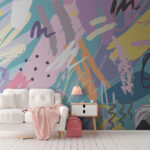 Wall murals Orange oval on a blue background