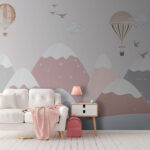 Wall murals Balloons soar above snowy mountains