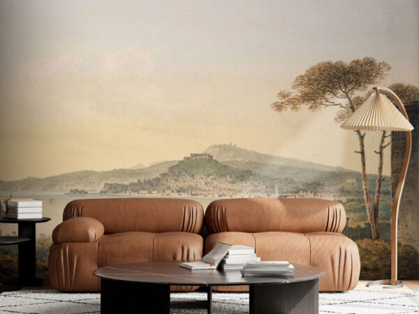 Wall murals Landscape with a city and a body of water Wall murals Landscape with a city and a body of water