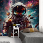 Wall murals Astronaut floating amidst cosmic debris.