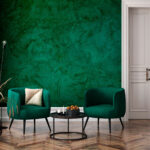 Wall murals Green wall with black streaks