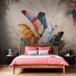 Wall murals Vibrant jungle foliage and parrot.