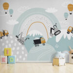 Wall murals Drawing of a cement mixer truck