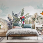 Wall murals Colorful parrot flying in the air