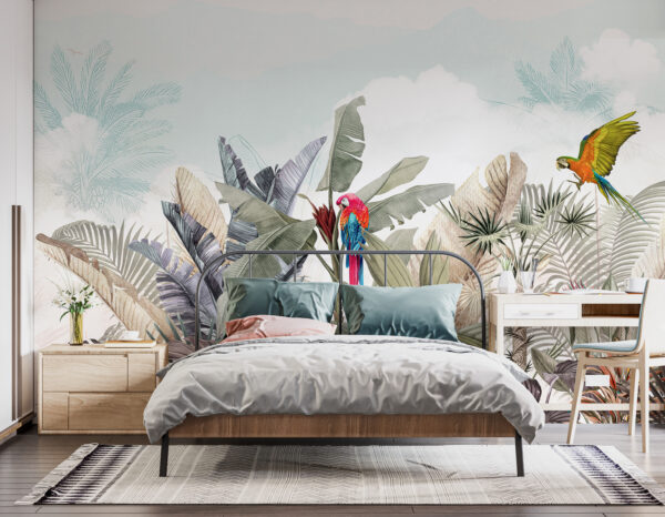 Colorful parrot flying in the air Wall murals Colorful parrot flying in the air