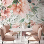 Wall murals Floral dreamscape in soft hues.
