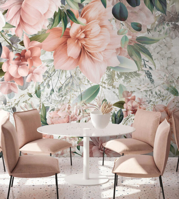 Floral dreamscape in soft hues Wall murals Floral dreamscape in soft hues