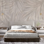 Wall murals Elegant leaf pattern on soft fabric.