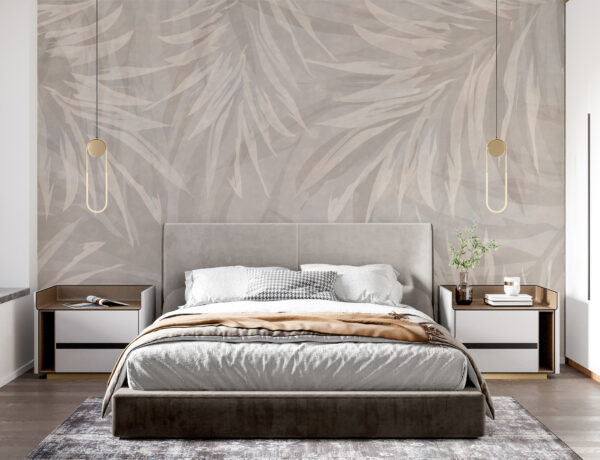 Elegant leaf pattern on soft fabric Wall murals Elegant leaf pattern on soft fabric