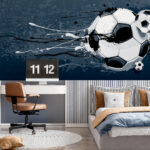 Wall murals Soccer ball splashes into action.