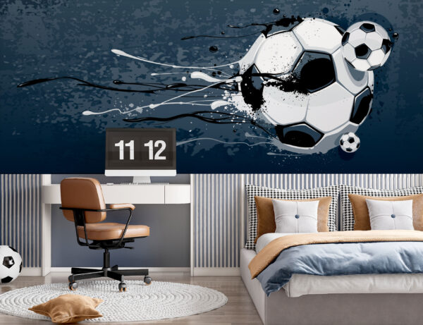 Soccer ball splashes into action Wall murals Soccer ball splashes into action