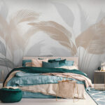 Wall murals Elegant botanical leaves pattern design.