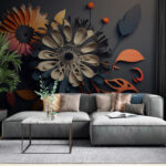 Wall murals Paper flowers with vibrant petals