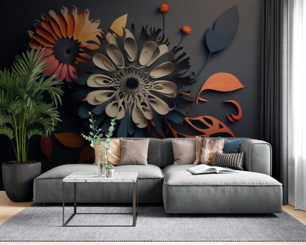 Wall murals Paper flowers with vibrant petals Wall murals Paper flowers with vibrant petals