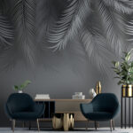 Wall murals Silver palm leaves on gray background
