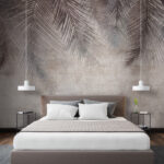 Wall murals Tropical leaves on textured background.