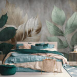 Wall murals Nature-inspired leaf pattern artwork.