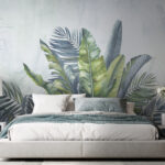Wall murals Tropical leaves with faded background.