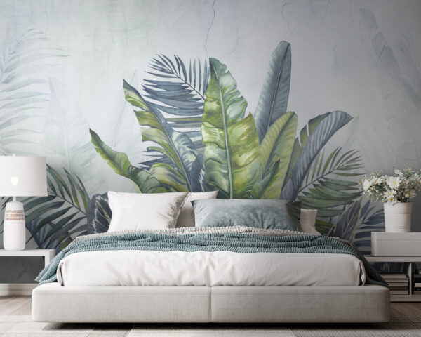 Tropical leaves with faded background Wall murals Tropical leaves with faded background
