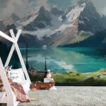 Wall murals Lake with mountains in the background
