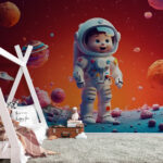Wall murals Cartoon character in a space suit
