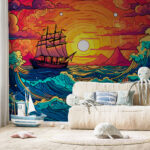 Wall murals White circle with red border