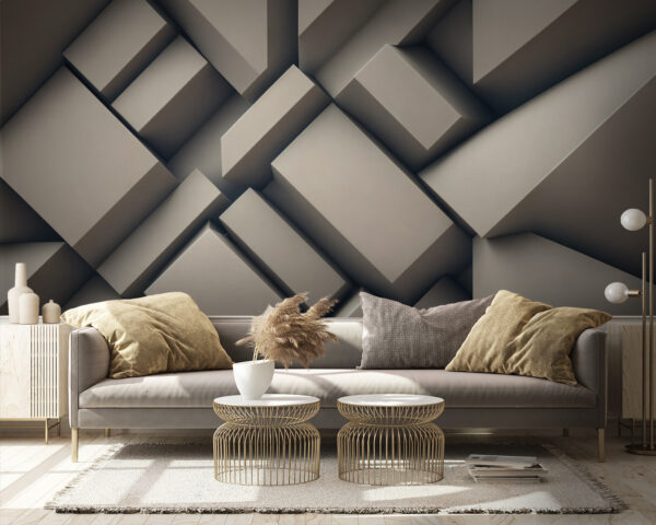 Wall murals Group of white cubes Wall murals Group of white cubes