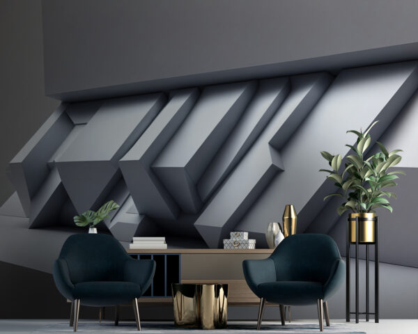 Wall murals White wall with geometric shapes Wall murals White wall with geometric shapes