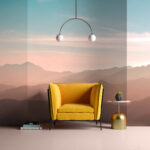 Wall murals Mountain range with blue sky and clouds