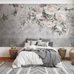 Wall murals Vintage floral lace and roses design.