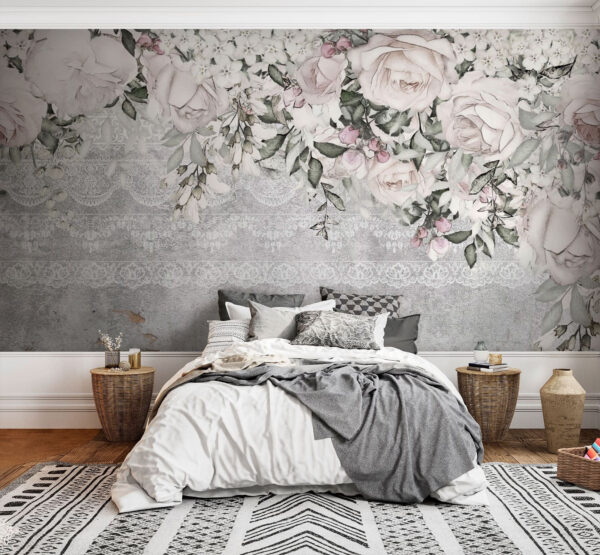 Wall murals Vintage floral lace and roses design (SKU: u94652) Wall murals Wall murals Vintage floral lace and roses design (SKU: u94652)