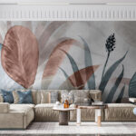 Wall murals Abstract leaves in soft earthy tones.
