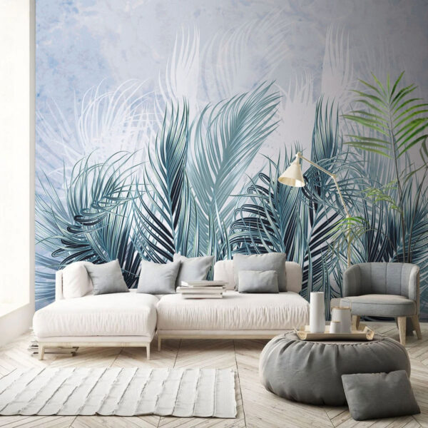 Wall murals Wall murals Tropical leaves on a textured background. (SKU: u94638)