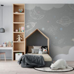 Wall murals White star on a grey background
