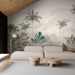 Wall murals Tropical trees in misty forest.