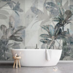 Wall murals Abstract leaves layered in grayscale.