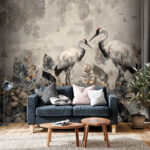 Wall murals Crane with a fish in its beak