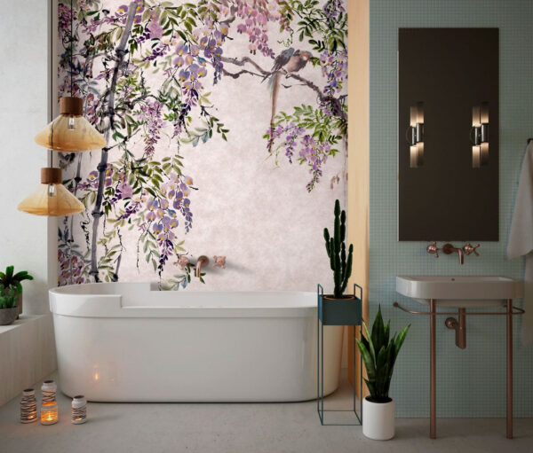 Painting of birds on a branch Wall murals Painting of birds on a branch