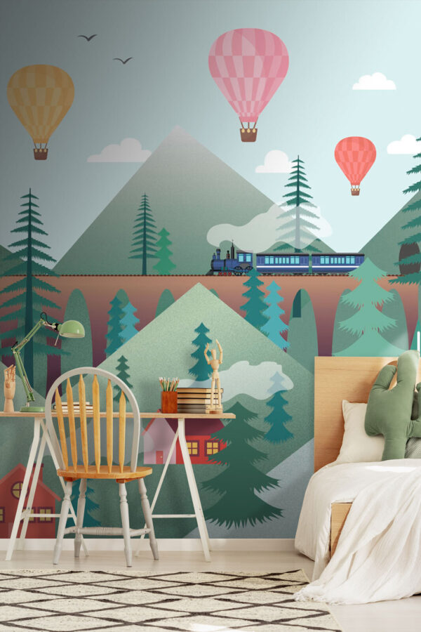 Pink hot air balloon Wall murals Pink hot air balloon
