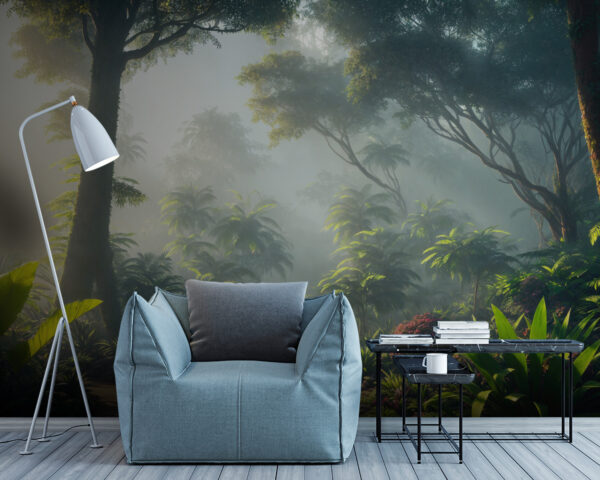 Wall murals Path through a forest with trees and plants Wall murals Path through a forest with trees and plants