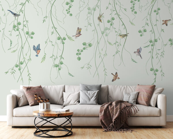 Birds flying among hanging vines Wall murals Birds flying among hanging vines