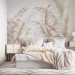 Wall murals Tropical leaves in gentle hues.