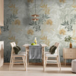 Wall murals Floral pattern with detailed leaves.